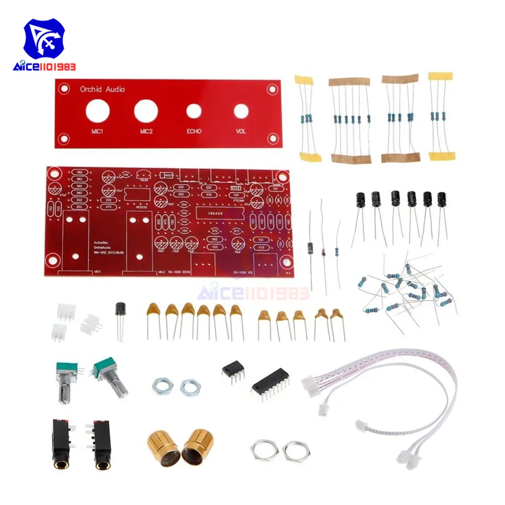 Diymore PT2399 NE5532 караоке микрофон усилитель звука Плата усилителя реверберации пластина с передней панелью DC 9-24V