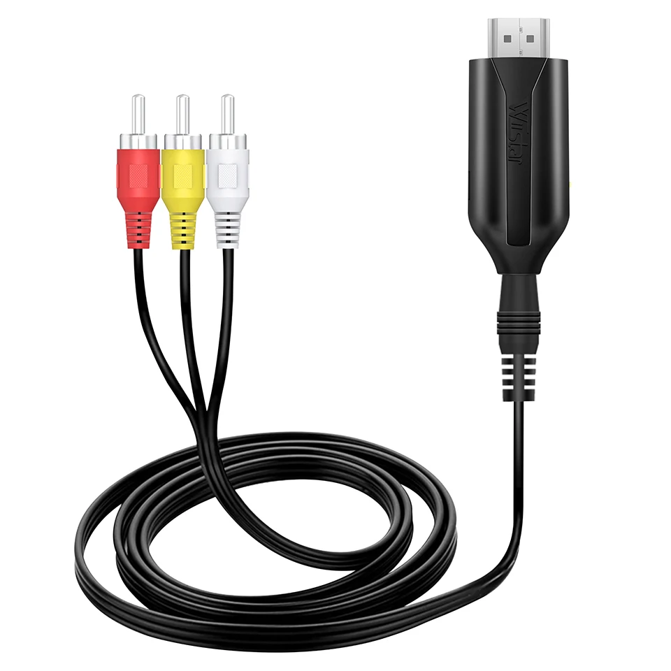 Hdmi Adapter Cable Hdmi Adapter Usb Adapter Cable HDMI TO AV Scaler Adapter HD Video Composite Converter Box HD to RCA AV/CVSB L/R Video 4K30HZ Support NTSC PAL
