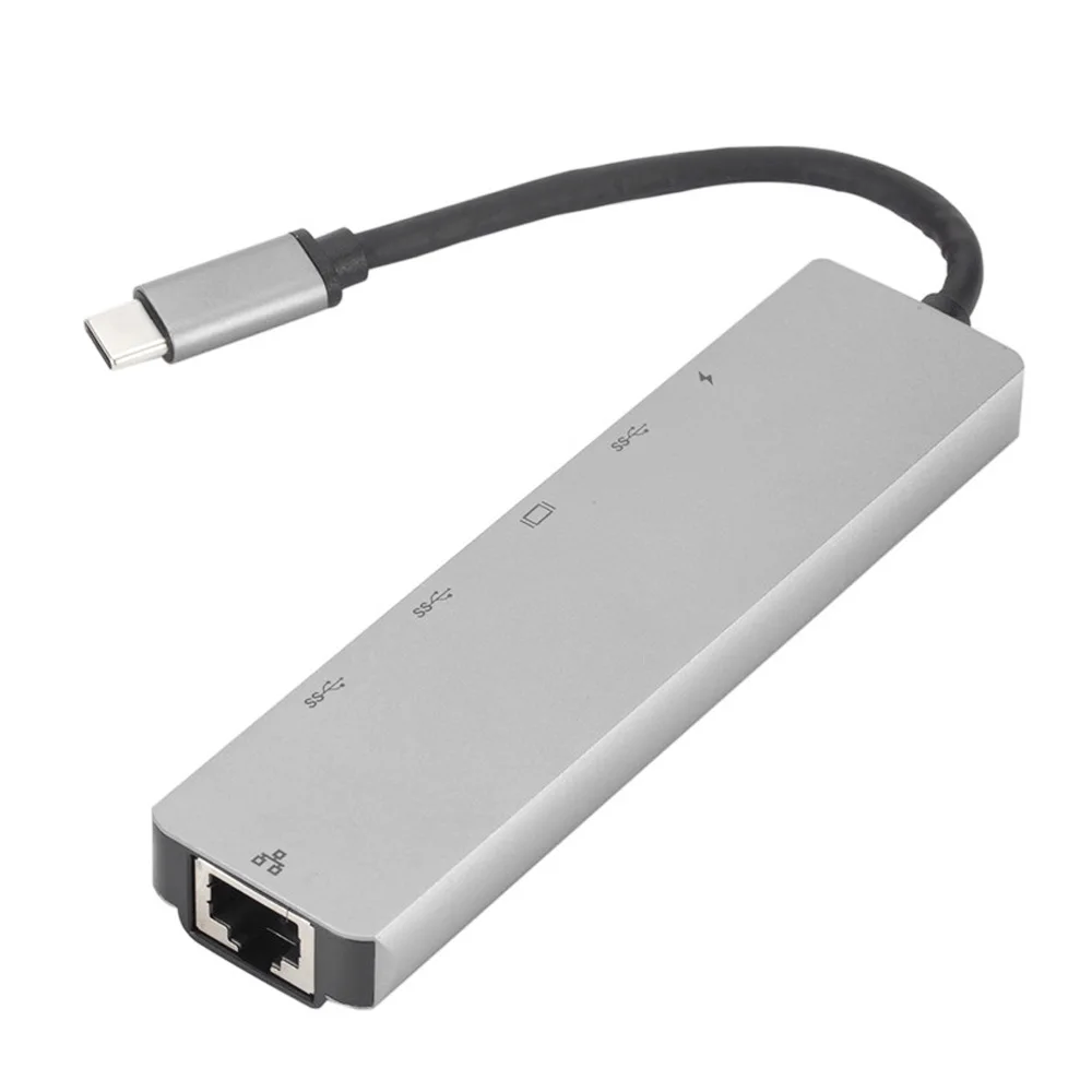 Высокая скорость USB3.1 тип-c к HDMI+ RJ45 6-в-1 концентратор адаптер док-станция 4,5 Вт 1000 Мбит/с 6 в 1 TYP-C высокое качество