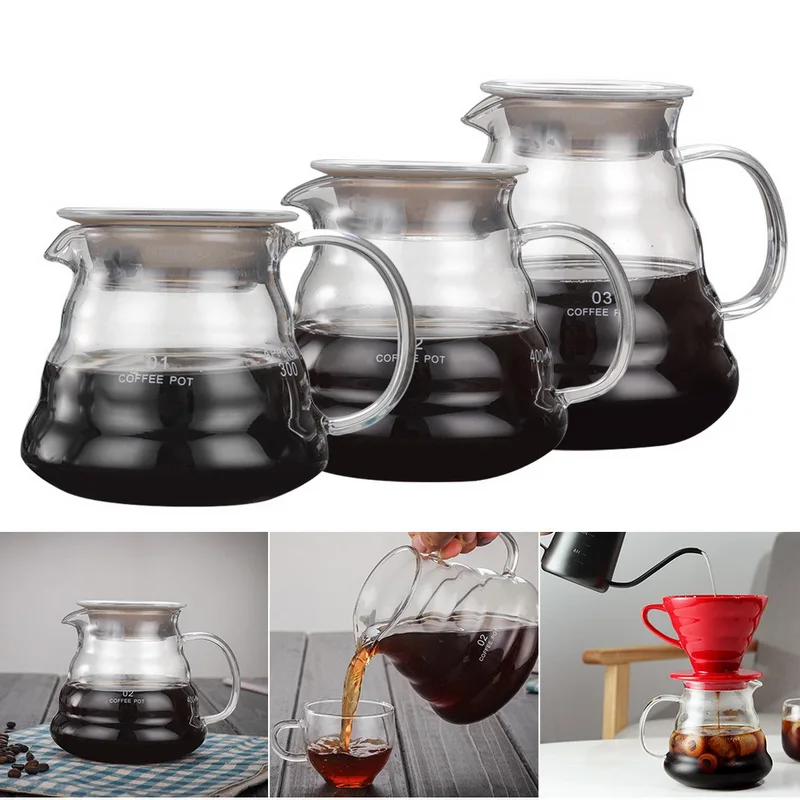 

Carafe Drip Coffee Pot 360ml 600ml 800ml V60 Pour Over Glass Range Coffee Server Coffee Kettle Brewer Barista Percolator Clear#6