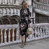 On Sale Floral-Dress Puff-Sleeve Collar Women Casual Autumn Winter Stand Bow High-Wasit New 1005001296891879