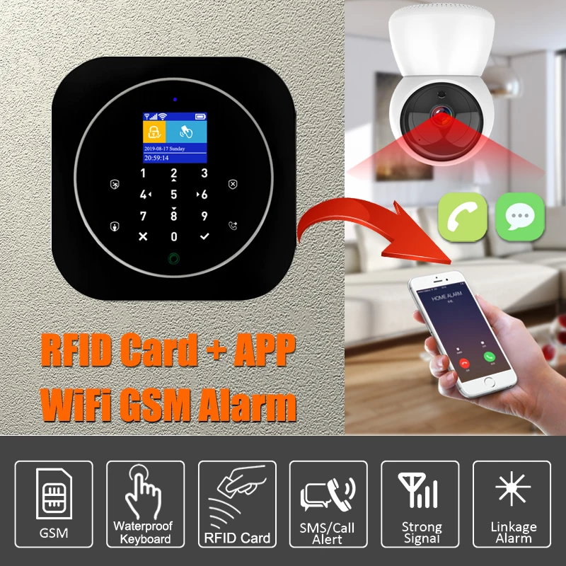NiWoolf alarm system rfid card and app wifi gsm alarm