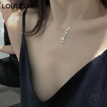 

Louleur Genuine 925 Sterling Silver Star Necklace Elegant Shining Zircon Choker Necklace For Party Female Fine luxury Jewelry