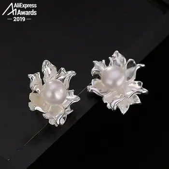 

Oh My God WOW Super Beautiful Freshwater Pearl stud Earrings S925 sterling silver earrings mother's day flower gift