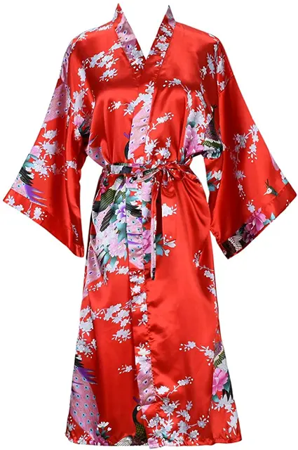 104929-fcd3f0.jpg Robe de mariée en Satin de soie pour demoiselle d'honneur, peignoir Floral, Kimono court, Robe de nuit, Robe de bain, à la mode, pour femmes