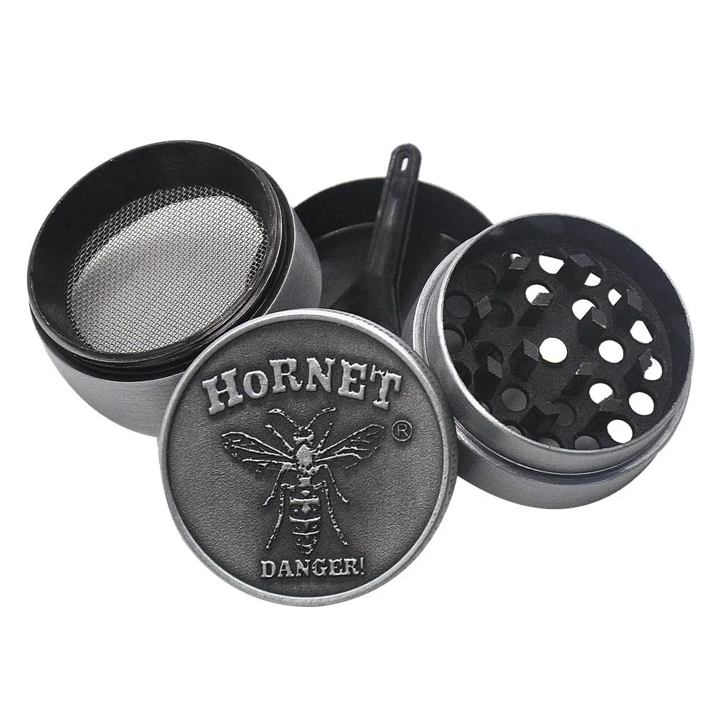 

HORNET Zinc Alloy Herb Grinder 40MM 4 Pipe Metal Mini Spice Tobacco Grinders with Pollen Catcher Smoke Herb Pipe Accessories