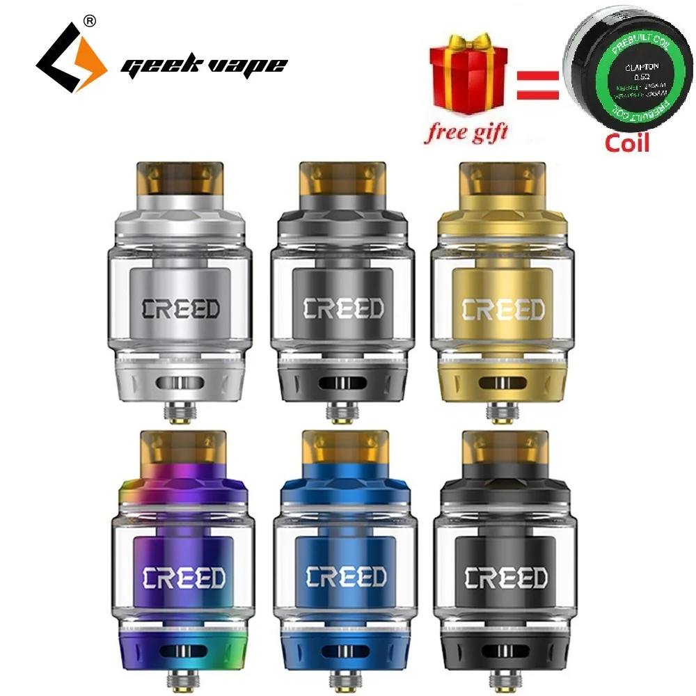 Бесплатный подарок оригинальный Geekvape Creed RTA 6,5 мл Расширение емкости три сменных воздушного бака один двойной E-cig Vape распылитель