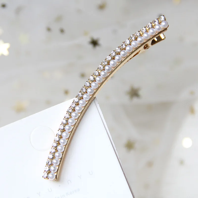 Fashion Pearl Hair Clip Geometric Rectangle Water Drop Hairpins Metal Gold Color Hair Styling Accessories - Цвет: 8