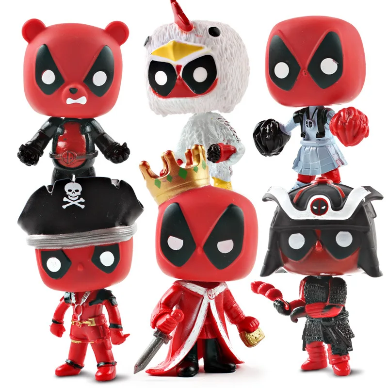 

Cute Deadpool Pop Doll Model Ornaments Toy Wolverine Anime Toy X-Cops of Deadpool Garage Kit
