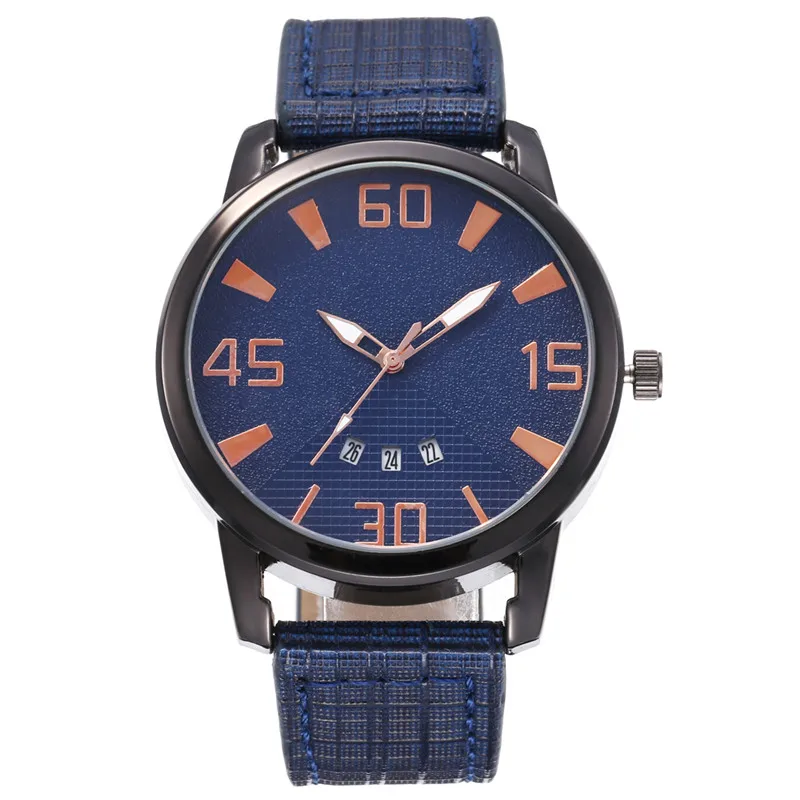 Pu Leather Watch Luxury Men Luminous Watches Analog Military Sports Watch Quartz Male Wristwatches Hour 100pcs/lot - Цвет: Синий