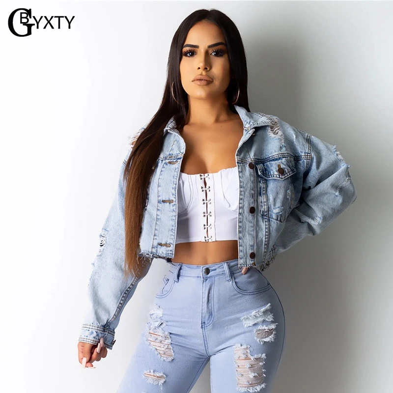 ripped cropped denim jacket