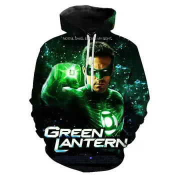 

2020 DC Superhero Green Lantern Anime Hoodies Women Children Hooded Sweatshirts Pullover Hoodie Cool Streetwear Pullover