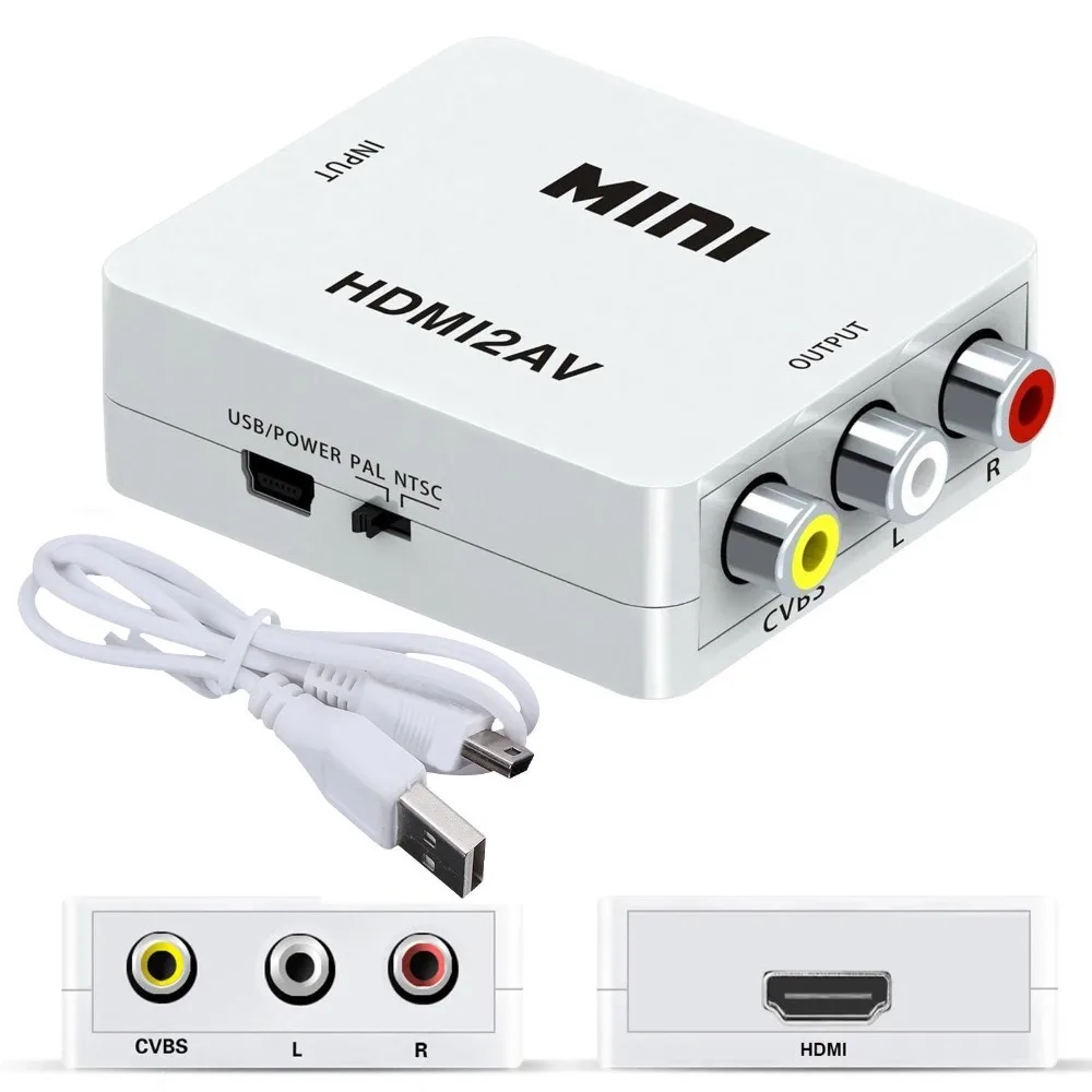 1080P Mini HDMI к VGA к RCA AV композитный адаптер конвертер с 3,5 мм аудио кабель VGA2AV/CVBS+ аудио к ПК преобразователь ТВЧ-сигналов