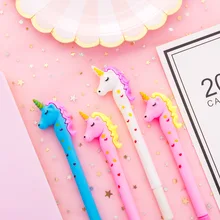 24 шт., креативная Черная гелевая ручка с изображением героев мультфильмов, звезд, пятен, единорога, милых мультяшных животных, Студенческая, офисная, канцелярская ручка