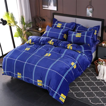 

Home Textile Microfiber Fleece Flannel Quilt Cover Set Full Size include Duvet Cover and Pillowshams/Cushion Cover Dark Color