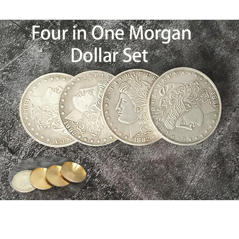 

Four in One Morgan Dollar Set Magic Tricks Stage Close Up Magia Coin Appear Vanish Magie Accessories Illusions Gimmick Props