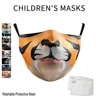 

Printing Child Mask Washable Resuable Protective Mask Filter PM2.5 Anti-pollution Dust Cloth Face Mask Fabric Fashion Mouth Mask