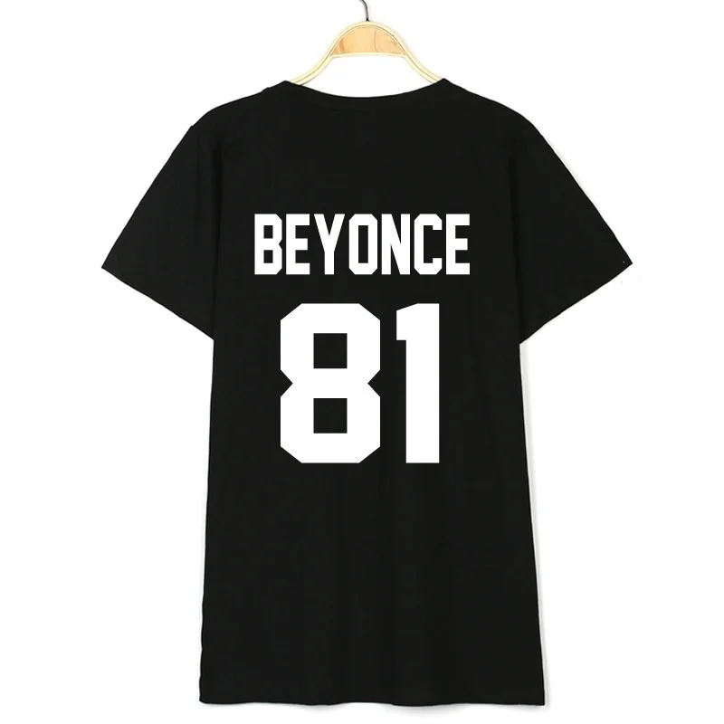 BEYONCE 81 печать на задней стороне футболка Beyonce год рождения Графический Тройник