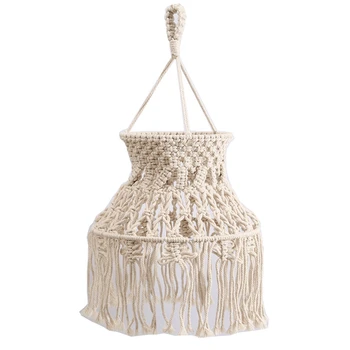

DIY Bohemian Hand Woven Lampshade,Ceiling Chandelier Lampshade,Wedding Home Decor with Tassel Decoration Lampshade