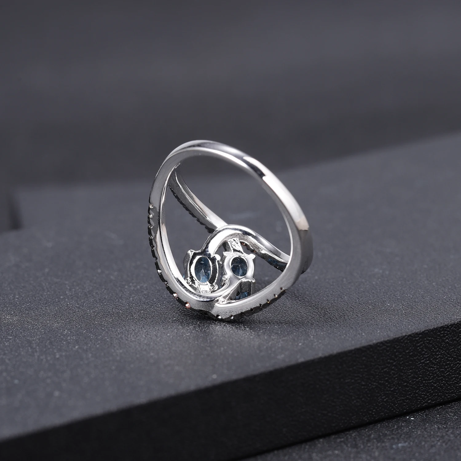 GEM'S BALLET 1.14Ct кольцо с натуральным лондонским голубым топазом, 925 пробы Серебряное кольцо с разрезом, кольца с драгоценным камнем для женщин, хорошее ювелирное изделие