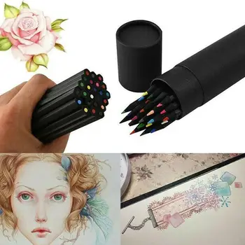 

21colors Black Wood Color Pencil Set Art Drawing Oil Base Pencil Set For Artist Lapis De Cor