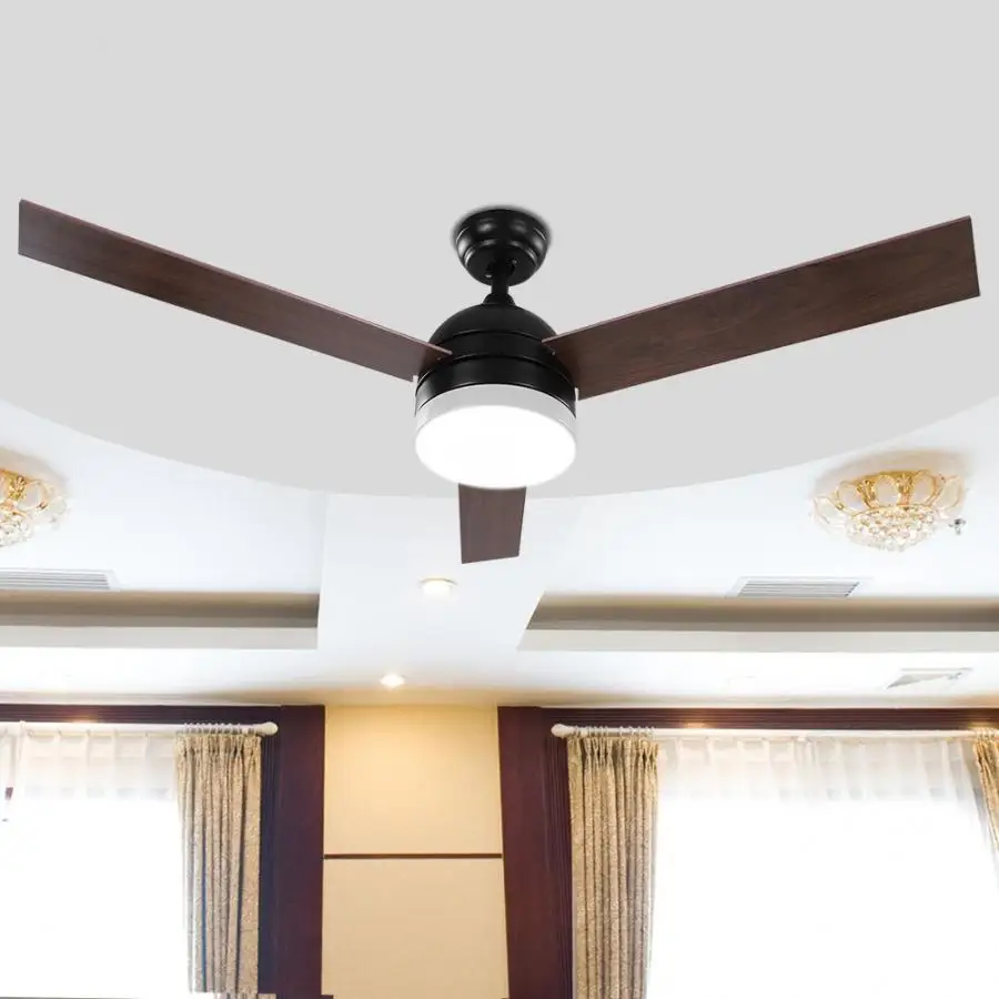 

52 Inch 24W LED Ceiling Fan Light Color Changeable 3 Blades With Remote Control For Home Decoration