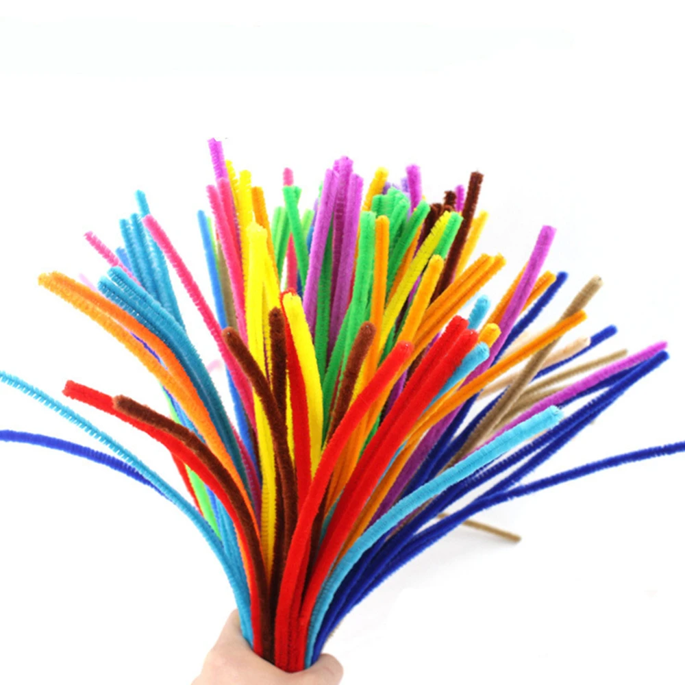 100pcs 30cm Chenille Stems Pipe Cleaners Kids Plush Educational Toy Colorful Pipe Cleaner Toys Handmade DIY Craft Supplies
