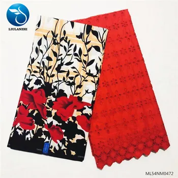 

BEAUTIFICAL Wax lace fabrics Fashoin style nigerian voile lace with printing wax fabric 5.5yards ML54NM04