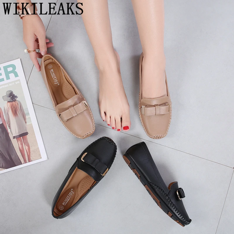

leather shoes women ladies loafers fashion vintage shoes slip on creepers flat shoes women zapatos casuales de mujer балетки