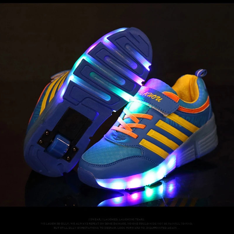 boom realiteit Vaardigheid 2022 Kids Glowing Roller Skates Shoes Sneakers with Single/Double Wheels  Children Led Light Up Shoes for Girls Boys with Wing - AliExpress