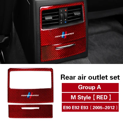 Авто интерьер углеродного волокна M производительность автомобиля стикер задний кондиционер вентиляционное отверстие выход панель Крышка для BMW e90 e92 e93 2005-2012 - Название цвета: Group A M Red