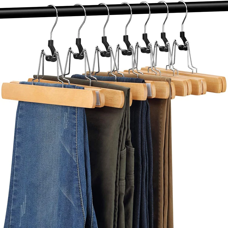 Proman Products KSA9039 Kascade Wooden Hangers 50 Pack, Unique Ring Design,  Space Saving Pants Clothes Hanger with Pants Bar and Shoulder Notches