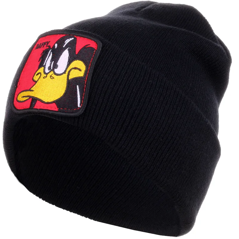 B black CRUOXIBB Fashion Dragon Ball Winter Beanie Hat for Men Women Solid Hip-hop Casual Cuffed Beanies Bonnet Warm Knitted Hat - Цвет: B black