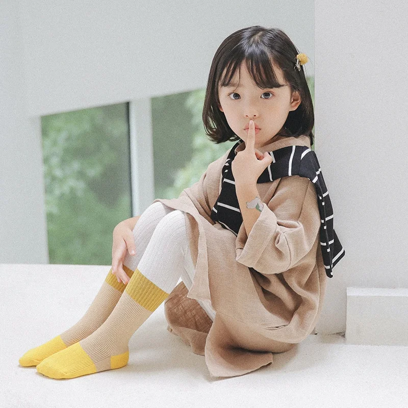 Носки для маленьких девочек милые длинные носки в полоску детская одежда мягкие теплые носки 2-7T