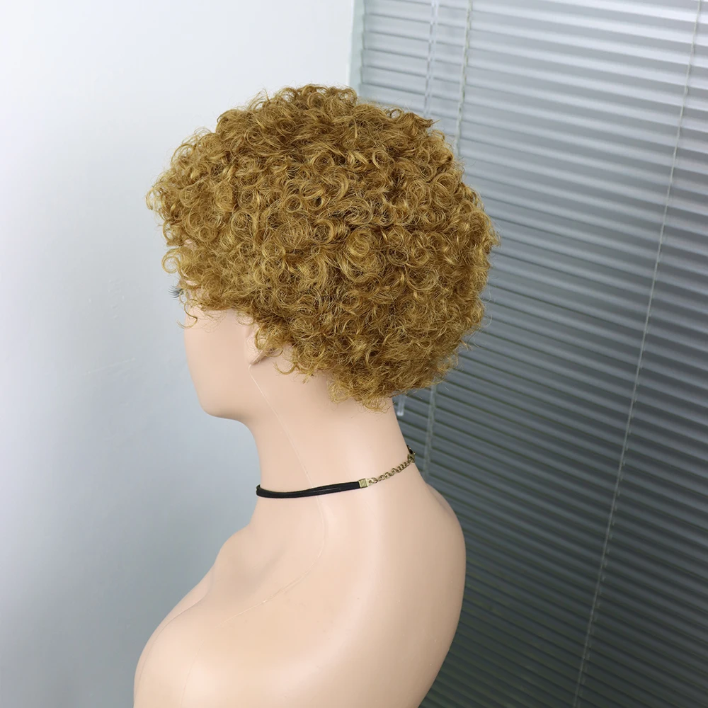 Short Curly Hair Wigs Pixie Cut Brazilian Human Hair For Black Women Natural Black 150% Density Glueless Afro Kinky Curly Wig