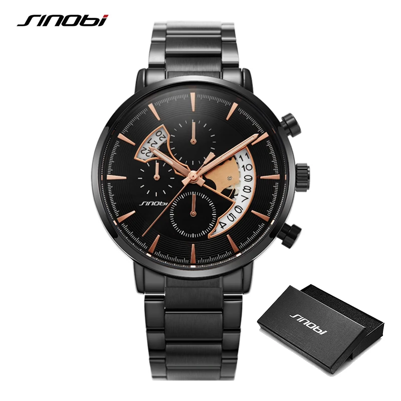 Top Brand SINOBI Luxury Men's Watch Calender Clock Male Sports Chronograph Watches Men Quartz Wrist Watch Relogio Masculino 2020