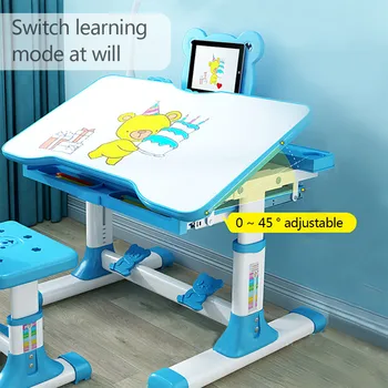 

Children's Ergonomic Study Desk Height Adjustable Kids Study Table Chair Set Girls Boys Writing Desk Chair Storage Drawer Kids