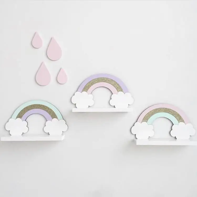 

INS Northern European-Style Wooden Rainbow Storage Shelf Wall Partition Wall Decoration Storage Wall Hanging Photographic Prop