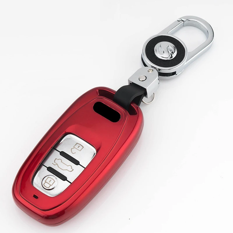 C-red Красочный ABS чехол для автомобильных ключей для Audi A4 A4L A5 A6 A6L Q5 S5 S7 B6 защитный чехол для пульта дистанционного управления l сумка брелок для ключей для автомобиля - Название цвета: C-red