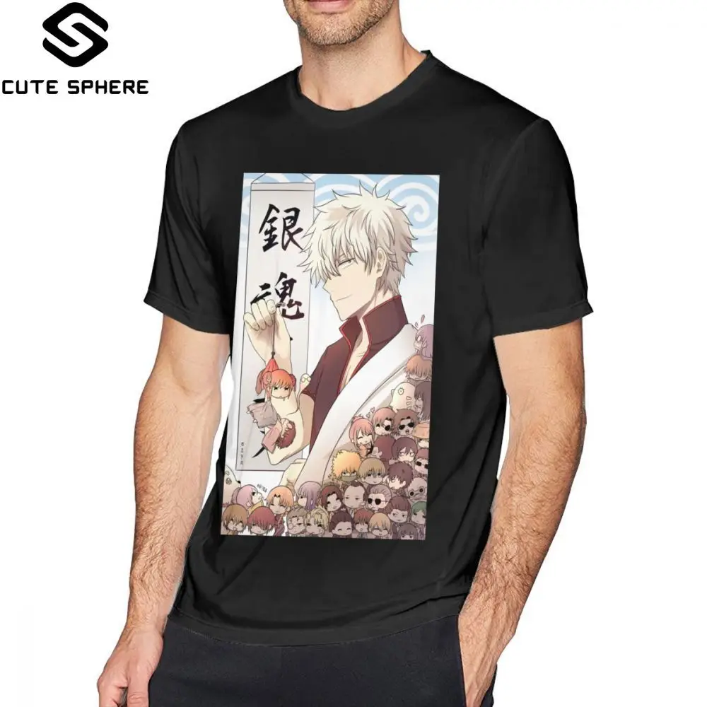 Футболка Gintama футболка Chibis большого размера из 100 хлопка летняя мужская с