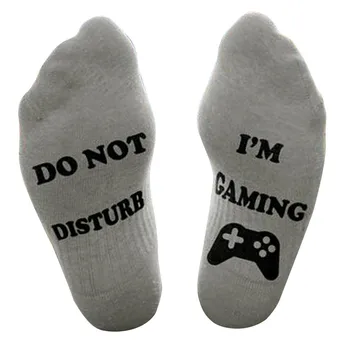 

Men Unisex 'do Not Disturb' Great Gamer Gift Letter Print Funny Mid Calf High Socks Pure Cotton Male Socks New2020 #YL5