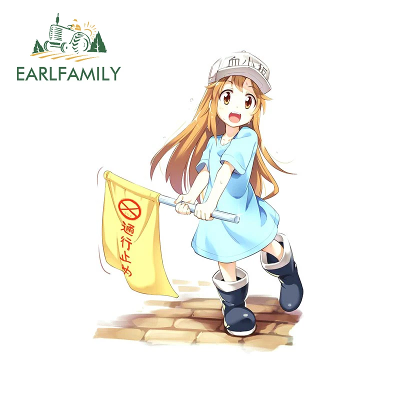 

EARLFAMILY 13cm x 9.2cm for Cells At Work Platelet Kawaii Car Stickers Waterproof Decals Air Conditioner JDM Car Door Protector