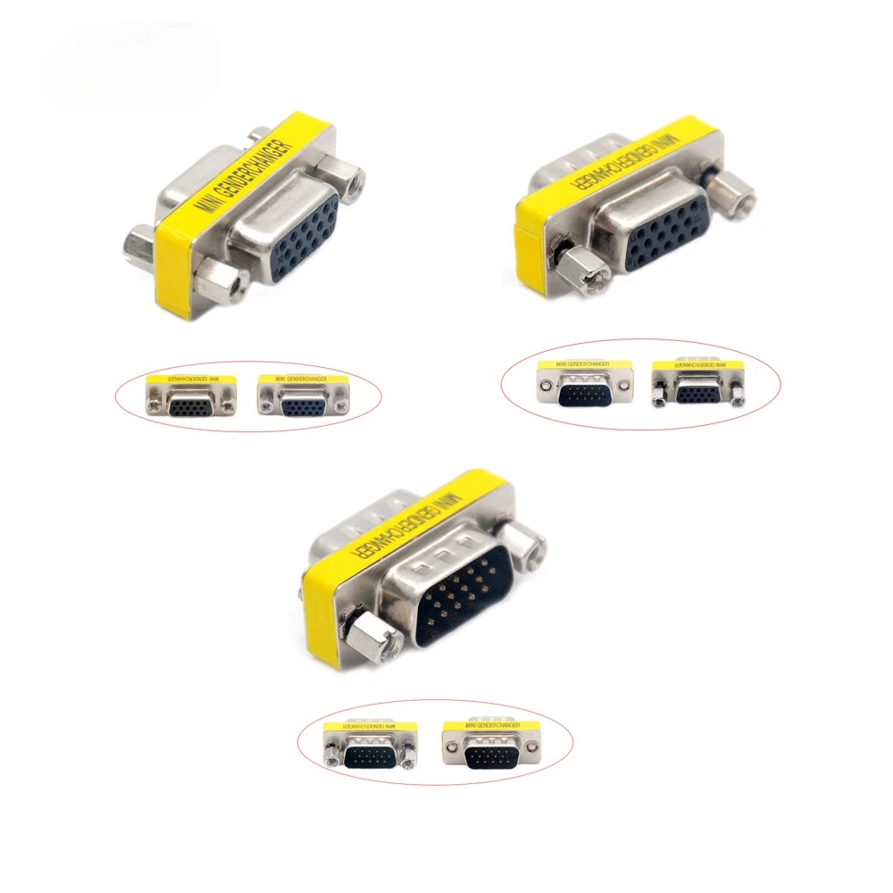 15 Pin D-Sub VGA HD SVGA Male Female DB15 MINI Gender Changer Adapter PC Connector M/M M/F F/F Cable Extend Converter | Электроника