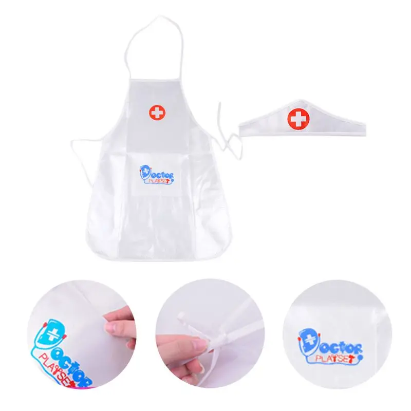 Children Kids Doctor Nurse Cosplay Costume Adjustable Apron with Headdress Hat Uniforms Performance Halloween Party Wear cosplay costume