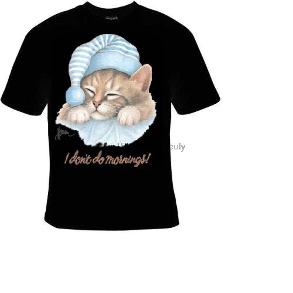 Tshirts cool funny t shirt i dont do mornings cat pets lovers kitten tee shirts cats |