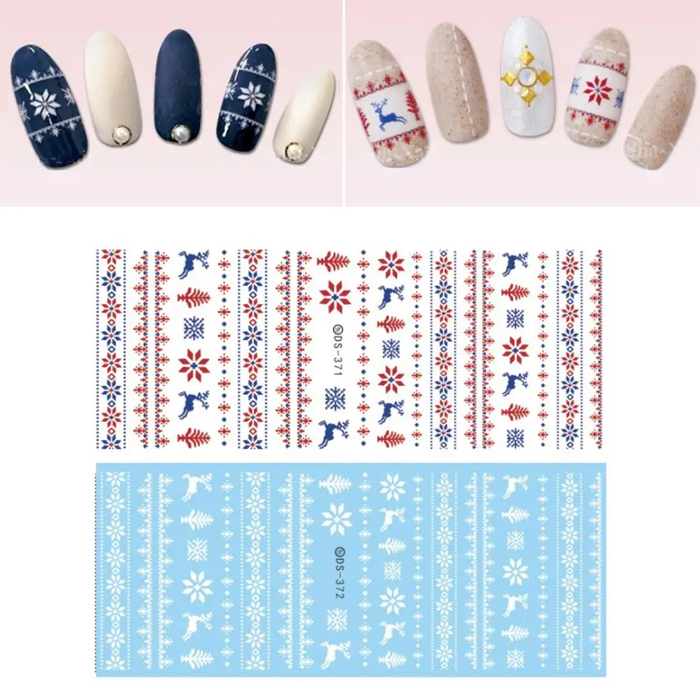 Переводные наклейки для ногтей в рождественском стиле, женские наклейки для маникюра