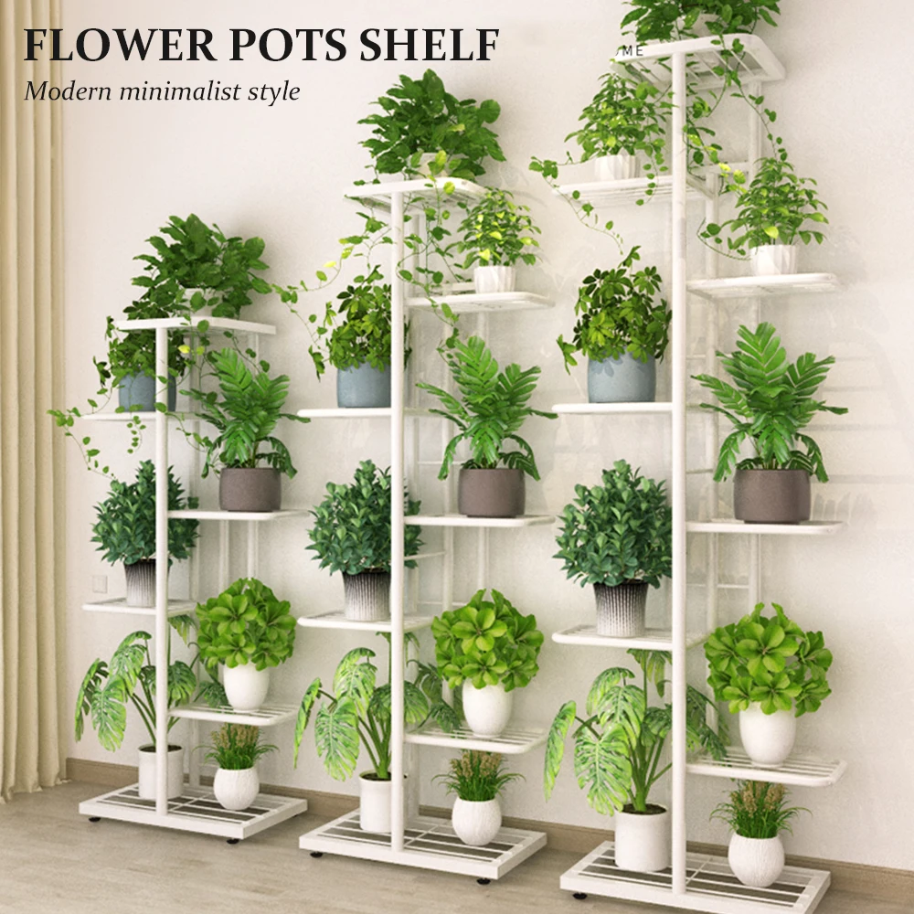 5 Tier Metal Flower Pot Holder Plant Stand Shelf Rack Planter Display Home Decor 