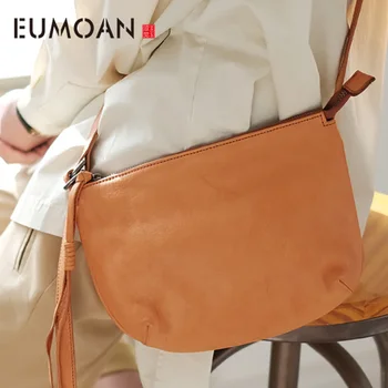 

EUMOAN Women's all-match retro stiletto bag, casual handmade leather shoulder bag, soft leather light small bag