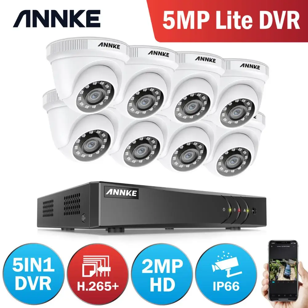 Камера видеонаблюдения ANNKE 8 каналов 2 МП HD H.265 + 5 в 1 4x8x1080P|Система наблюдения| |
