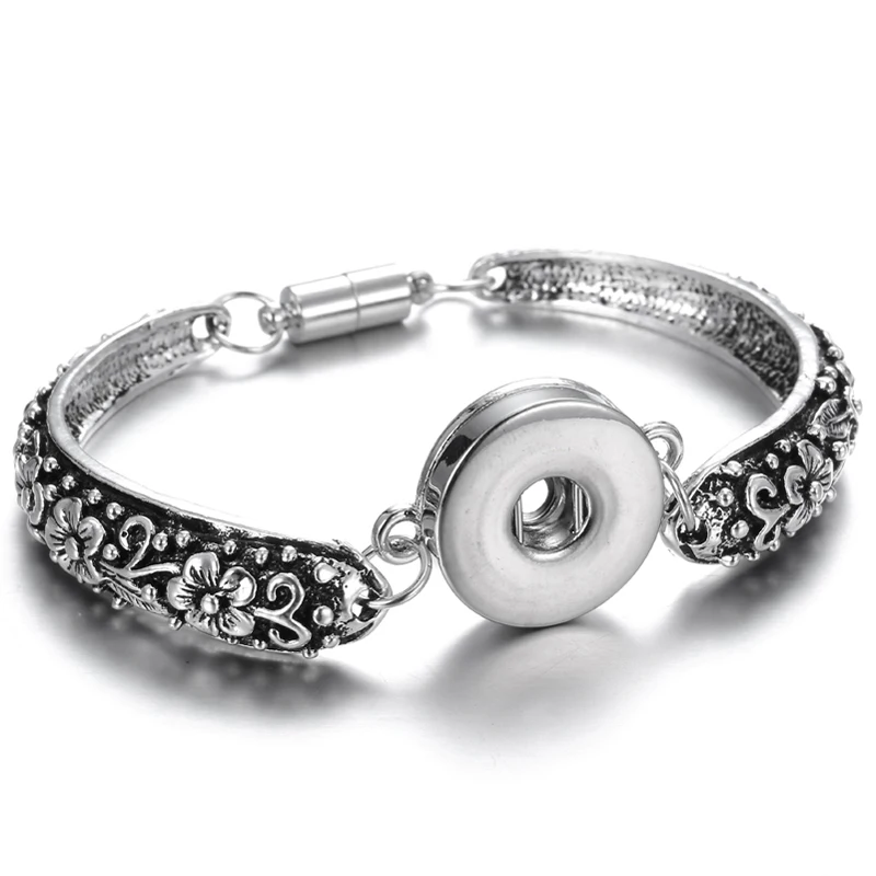 Snap Jewelry Bracelet Magnet Bohemian Watches Women Jewelry Colorful Pulseras New Vintage 18mm Metal Snap Button Bracelet - Окраска металла: 15